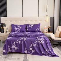 Conjunto de lençóis Bedlifes Ultra Soft Queen Size Dark Purple Floral