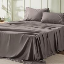 Conjunto de Lençóis Bedsure California King 4 Peças - Poliéster Cinza Conjunto de Lençóis Bedsure California King 4 Peças - Poliéster Cinza