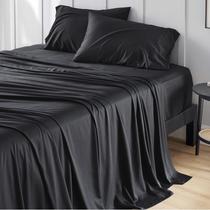 Conjunto de lençóis Bedsure Cooling Twin Size Rayon Bamboo Black