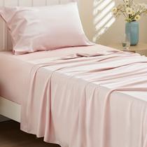 Conjunto de lençóis Bedsure Cooling Twin XL Rayon Bamboo Pink