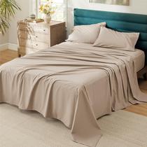 Conjunto de lençóis Bedsure Cotton Percale Queen Size Taupe