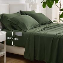 Conjunto de lençóis Bedsure Deep Pocket Queen, 6 peças, verde oliva Conjunto de lençóis Bedsure Deep Pocket Queen, 6 peças, verde oliva