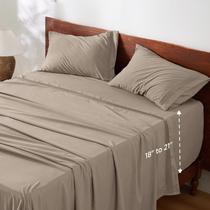 Conjunto de lençóis Bedsure GentleSoft Deep Pocket King Taupe