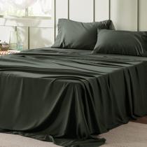 Conjunto de lençóis Bedsure King Size 4 peças de poliéster verde oliva
