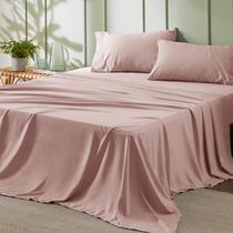 Conjunto de Lençóis Bedsure King Size 4 Peças - Poliéster Rosa Poeirado