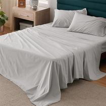 Conjunto de Lençóis Bedsure King Size em Percal de Algodão - Cinza Prata