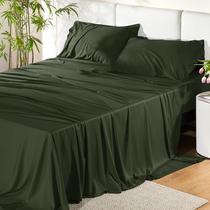 Conjunto de Lençóis Bedsure King Size - Rayon de Bambu, Verde Oliva - Toque Fresco