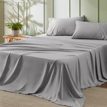 Conjunto de Lençóis Bedsure Queen Size 4 Peças - 100% Poliéster Cinza