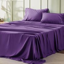 Conjunto de lençóis Bedsure Queen Size 4 peças de poliéster roxo