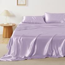 Conjunto de lençóis Bedsure Satin Queen Size Lavender 4 peças