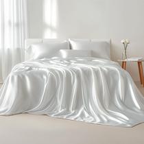 Conjunto de lençóis Bedsure Satin Queen Size Pure White 4 peças