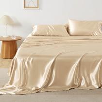 Conjunto de Lençóis Bedsure Satin Semelhante à Seda - Tamanho King - Champagne Conjunto de Lençóis Bedsure Satin Semelhante à Seda - Tamanho King - Champagne