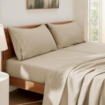 Conjunto de Lençóis Bedsure Split King em Rayon de Bambu Bege