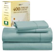 Conjunto de lençóis California Design Den 100% algodão 400 TC Sateen Queen