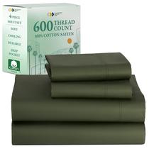 Conjunto de lençóis California Design Den 600TC 100% algodão King Olive Conjunto de lençóis California Design Den 600TC 100% algodão King Olive