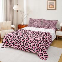 Conjunto de lençóis Castle Fairy Pink Leopard Print Twin Size