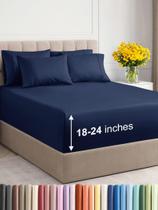 Conjunto de lençóis CGK Unlimited Extra Deep Cal King 6 peças em azul marinho Conjunto de lençóis CGK Unlimited Extra Deep Cal King 6 peças em azul marinho