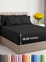 Conjunto de lençóis CGK Unlimited Extra Deep Cal King 6 peças pretas Conjunto de lençóis CGK Unlimited Extra Deep Cal King 6 peças pretas