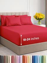 Conjunto de lençóis CGK Unlimited Extra Deep Cal King 6 peças vermelhas Conjunto de lençóis CGK Unlimited Extra Deep Cal King 6 peças vermelhas