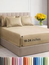 Conjunto de lençóis CGK Unlimited Extra Deep Cal King Heathered Tan Conjunto de lençóis CGK Unlimited Extra Deep Cal King Heathered Tan