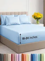 Conjunto de lençóis CGK Unlimited Extra Deep Full 6 peças azul claro Conjunto de lençóis CGK Unlimited Extra Deep Full 6 peças azul claro