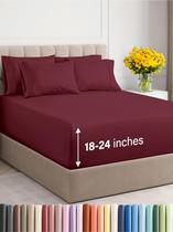 Conjunto de lençóis CGK Unlimited Extra Deep Full de 6 peças Borgonha Conjunto de lençóis CGK Unlimited Extra Deep Full de 6 peças Borgonha