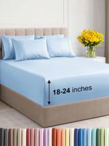 Conjunto de lençóis CGK Unlimited Extra Deep King 6 peças azul claro