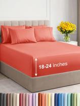 Conjunto de lençóis CGK Unlimited Extra Deep King Coral de 6 peças Conjunto de lençóis CGK Unlimited Extra Deep King Coral de 6 peças