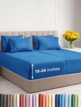 Conjunto de lençóis CGK Unlimited Extra Deep Split King 7 peças azul