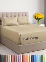 Conjunto de lençóis CGK Unlimited Extra Deep Twin XL Beige 4 peças Conjunto de lençóis CGK Unlimited Extra Deep Twin XL Beige 4 peças