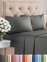 Conjunto de lençóis CGK Unlimited Queen Size Charcoal Oeko-Tex de 4 peças Conjunto de lençóis CGK Unlimited Queen Size Charcoal Oeko-Tex de 4 peças