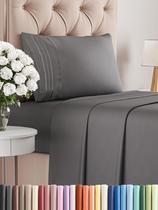 Conjunto de lençóis CGK Unlimited Twin Size Oeko-Tex cinza escuro de 3 peças