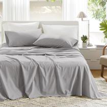 Conjunto de lençóis Comfort Spaces 100% algodão, cinza duplo, 3 peças
