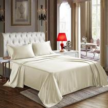 Conjunto de lençóis CozyLux Satin Queen Size 4 peças de microfibra creme