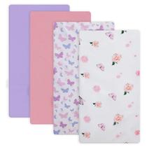 Conjunto de lençóis de berço com elástico Newvenper 130 x 70 x 20 cm, respirável, 4 peças Conjunto de lençóis de berço com elástico Newvenper 130 x 70 x 20 cm, respirável, 4 peças