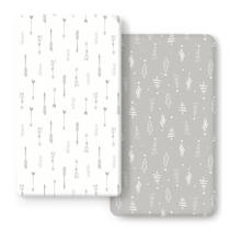 Conjunto de lençóis de berço GRSSDER, elástico, ultramacio, tricotado, pacote com 2