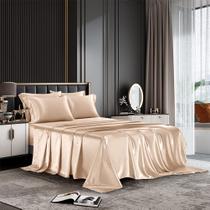 Conjunto de lençóis de cama AiMay Satin Queen Taupe, 6 peças, série 1800