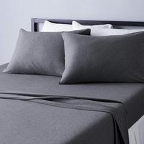 Conjunto de lençóis de cama Amazon Basics Cotton Jersey King Dark Grey Conjunto de lençóis de cama Amazon Basics Cotton Jersey King Dark Grey