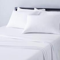 Conjunto de lençóis de cama Amazon Basics Cotton Jersey totalmente branco Conjunto de lençóis de cama Amazon Basics Cotton Jersey totalmente branco