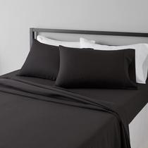 Conjunto de lençóis de cama Amazon Basics Lightweight Microfiber King Black