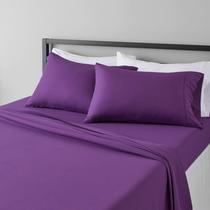 Conjunto de lençóis de cama Amazon Basics Lightweight Microfiber King Plum