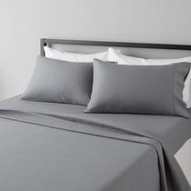 Conjunto de lençóis de cama Amazon Basics Microfiber King Dark Grey
