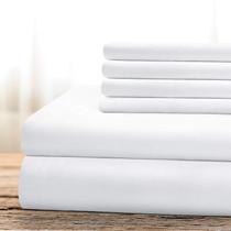 Conjunto de lençóis de cama BYSURE Hotel Luxury 1800TC 6 peças King White