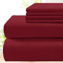 Conjunto de lençóis de cama BYSURE King Size 1800 Thread Count Burgundy