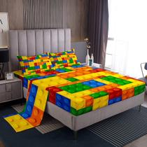 Conjunto de lençóis de cama Feelyou Kids Games, blocos de construção em tamanho real