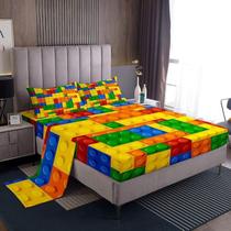 Conjunto de lençóis de cama Feelyou Kids Games King Size Building Blocks Conjunto de lençóis de cama Feelyou Kids Games King Size Building Blocks