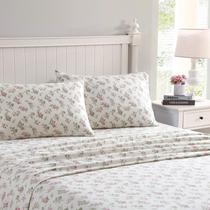 Conjunto de lençóis de cama Laura Ashley Flannel Cotton Twin Pink