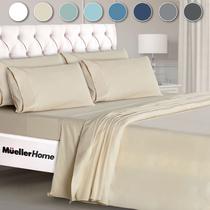 Conjunto de lençóis de cama Mueller Ultratemp King Size 6 peças em creme