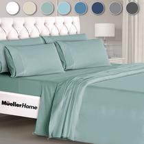 Conjunto de lençóis de cama Mueller Ultratemp Super Soft 1800 Light Teal Conjunto de lençóis de cama Mueller Ultratemp Super Soft 1800 Light Teal