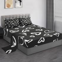 Conjunto de lençóis de cama Pamnest Full Size Love Cute Black Microfiber Conjunto de lençóis de cama Pamnest Full Size Love Cute Black Microfiber